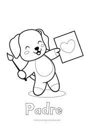 Niño página para colorear Lindo Corazón Arte Kawaii Perro Animales Pincel Niñera Perros y gatos Entrenador Competitions and Rewards Pintura