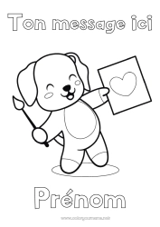 Coloriage à personnaliser Mignon Coeur Art Kawaii Chien Animal Pinceau Nounou Chiens et chats Coach, entraineur Compétitions et récompenses Peinture