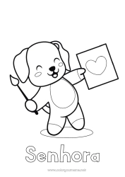 Página de desenho infantil Fofo Coração Arte Kawaii Cachorro Animal Pincel Babá Cães e gatos Treinador Competições e Prêmios Pintura