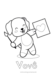 Página de desenho infantil Fofo Coração Arte Kawaii Cachorro Animal Pincel Babá Cães e gatos Treinador Competições e Prêmios Pintura