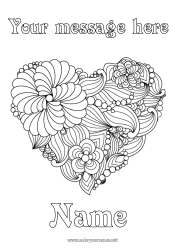 Free coloring Flowers Mandala Big heart Zentangle