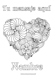 Colorear gratis Flores Mandala Gran corazón Zentangle