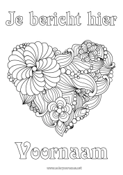 Gratis kleurplaat Bloemen Mandala Groot hart Zentangle