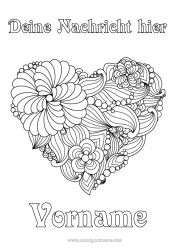 Kostenlose Malvorlage Blumen Mandala Großes Herz Zentangle