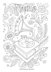 Disegno gratuito Fiori Musica Frutta Festa della musica Uva