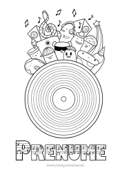 Desen liber de colorat Monstru Drăguț Muzică Sărbătoarea muzicii Instrumente muzicale Cheia Sol