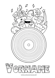 Malvorlage anpassen Monster Kawaii Musik Musikfest Musikinstrumente Violinschlüssel
