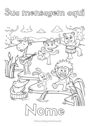 Desenho grátis Girafa Leão Crocodilo Raposa Coelho Animal Música Répteis Animais selvagens da África Animais da floresta Festa da Música Guitarra Instrumentos musicais Tambor