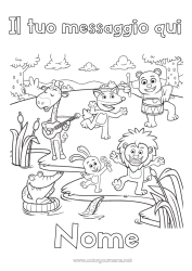 Disegno gratuito Giraffa Leone Coccodrillo Volpe Coniglio Animale Musica Rettili Animali selvatici dell'Africa Animali della foresta Festa della musica Chitarra Strumenti musicali Tamburo