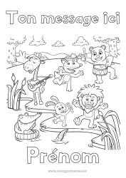 Coloriage gratuit Girafe Lion Crocodile Renard Lapin Animal Musique Reptiles Animaux sauvages d'Afrique Animaux de la forêt Fête de la musique Guitare Instruments de musique Tambour