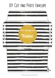 Colouring to customise Birthday Party Summer Envelope Thank you. Geometric shapes Print envelope Stripes