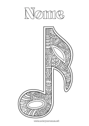 Desenho grátis Música Zentangle Festa da Música Instrumentos musicais Clave de Sol
