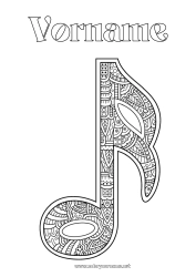 Malvorlage anpassen Musik Zentangle Musikfest Musikinstrumente Violinschlüssel