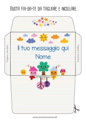 Colorazione gratuita Carino Sole Busta Albero Tata Scuola Casa Grazie Busta da stampare Nube