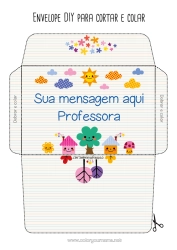 Desenho grátis Fofo Sol Envelope Árvore Babá Escola Casa Obrigado Envelope para imprimir Nuvem