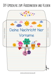 Malvorlage anpassen Niedlich Sonne Umschlag Baum Kindermädchen Schule Haus Danke Bedruckbare Umschläge Wolke