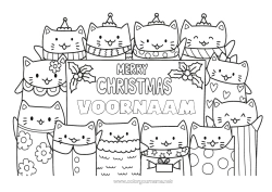 Gratis tekening Kat Kerstmis Hulst Honden en katten Bord 