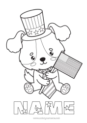 Colouring to customise Dog United States Of America Hat Flag Dogs And Cats 4Th Of July