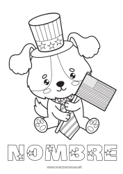 Dibujo libre Perro Estados Unidos Sombrero Bandera Perros y gatos 4 de julio
