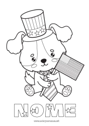 Desenho grátis Cachorro EUA Chapéu Bandeira Cães e gatos 4 de julho