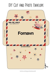 Gratis fargelegging USA Konvolutt 4. juli Utskriftsvennlig konvolutt Julealvens reise Konvolutt for nissepost