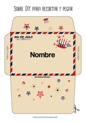 Dibujo libre Estados Unidos Sobre 4 de julio Sobre para imprimir Viaje del duende navideño Sobre para el correo del elfo de Navidad