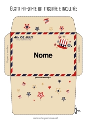 Disegno gratuito USA Busta 4 Luglio Busta da stampare Viaggio dell'elfo di Natale Busta per la posta dell'elfo di Natale