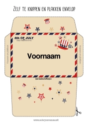Gratis kleurplaat VS Envelop 4 juli Afdrukbare enveloppen Kerstelfreis Envelop voor kerstelfpost
