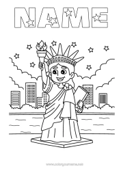 Colouring to customise United States Of America Statue Of Liberty New York Monument