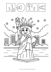 Colorare per personalizzare USA Statua della Libertà New York Monumento