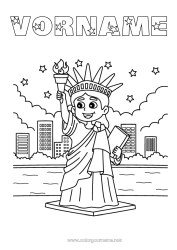 Malvorlage anpassen USA Freiheitsstatue New York Denkmal