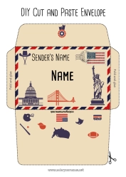 Free drawing USA Symbols Country 4th July Envelope to print Elf on the Shelf Trip Envelope for Elf on the Shelf Mail