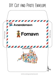 Gratis fargelegging USA Koboy 4. juli Utskriftsvennlig konvolutt Julealvens reise Kart over landene Konvolutt for nissepost