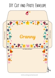 Child coloring page Flowers Bird Spring Nanny Flying birds and mammals Envelope to print