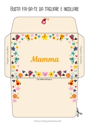 Pagina da colorare per bambini Fiori Uccello Primavera Tata Uccelli e mammiferi volanti Busta da stampare