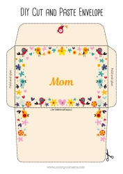 Child coloring page Flowers Bird Spring Nanny Flying birds and mammals Envelope to print