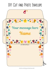 Free coloring Flowers Bird Spring Nanny Flying birds and mammals Envelope to print