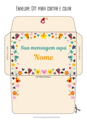 Desenho grátis Flores Pássaro Primavera Babá Pássaros e mamíferos voadores Envelope para imprimir