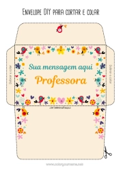 Desenho grátis Flores Aniversário Pássaro Primavera Babá Pássaros e mamíferos voadores Envelope para imprimir
