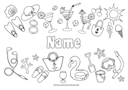 Free coloring Summer Nanny Treats Ice cream Symbols Buoy Cocktail