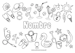 Dibujo libre Verano Niñera Golosinas Helado Simbolos Boya Cócteles