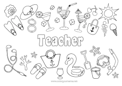 Free colouring Summer Nanny Treats, sweets Ice cream Symbols Buoy Cocktail