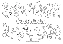 Gratis kleurplaat Zomer Oppas Lekkernijen, zoetigheden IJs Symbolen Reddingsboei Cocktail