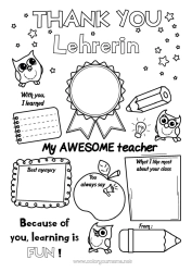 Kostenlose Malvorlage Kinderaktivitäten Positiv Lehrer/Lehrerin Superabzeichen Danke Besser Büroberufe