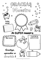 Niño página para colorear Actividades para niños Positivo Maestra, Maestro Insignia Super Gracias Mejor Profesiones de la Educación