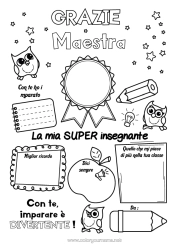 Colorazione gratuita Attività per Bambini Positivo Insegnante Badge super Grazie Migliore Mestieri dell'educazione