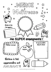 Coloriage enfant Activités enfants Positif Maîtresse/Maître Badge super Merci Meilleur(e) Métiers de l'éducation