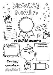 Colorear para personalizar Actividades para niños Positivo Maestra, Maestro Insignia Super Gracias Mejor Profesiones de la Educación