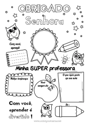 Página de desenho infantil Atividades para Crianças Positivo Professora/Professor Emblema super Obrigado Melhor Profissões de educação