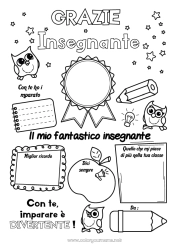 Pagina da colorare per bambini Ragazzo Attività per Bambini Positivo Insegnante Badge super Grazie Migliore Mestieri dell'educazione